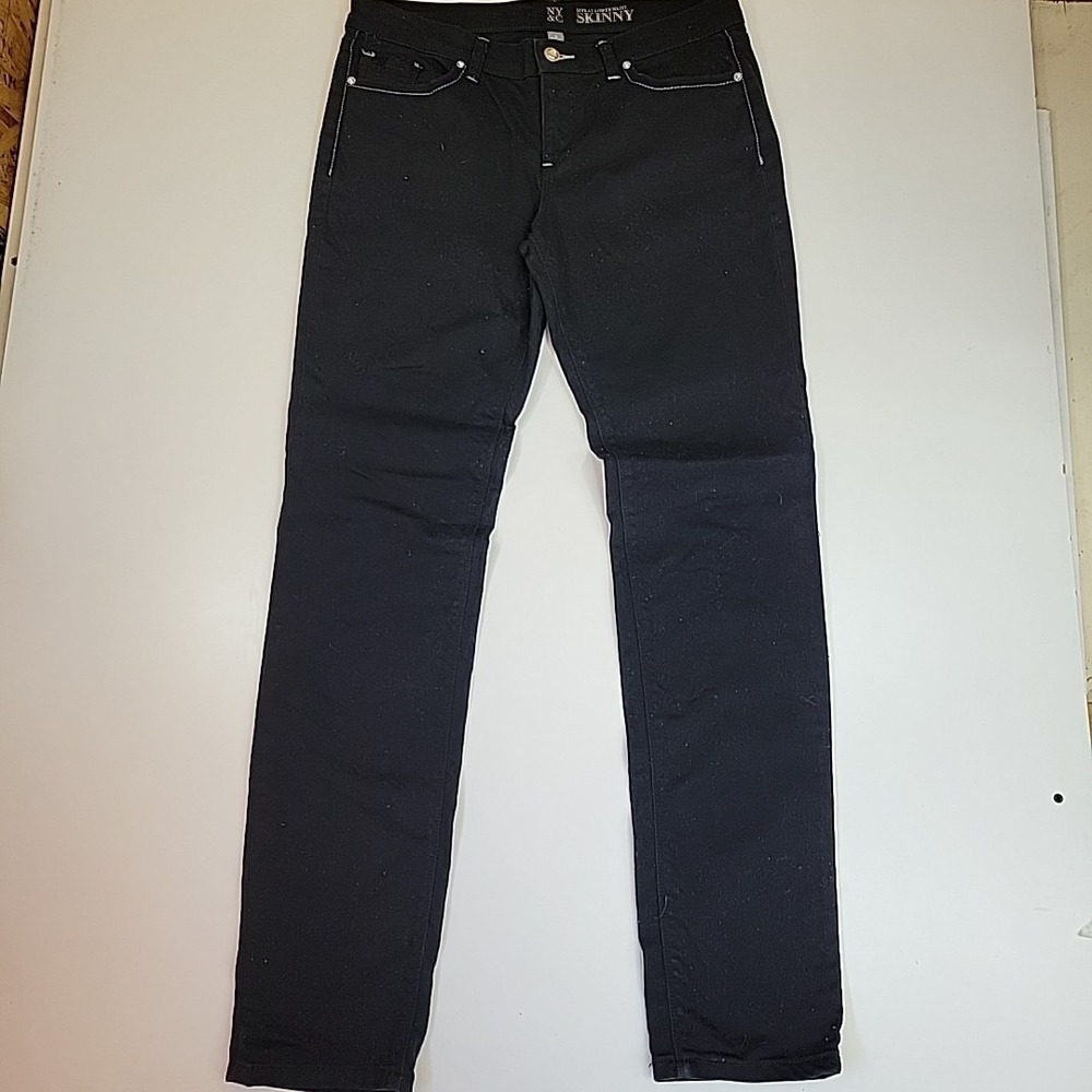 N Y & Co Jeans Black Women's Size 6 Low Rise Skinny Embroidered Rinestone Bling